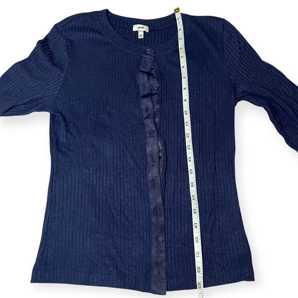Aerie Navy Blue Ribbed Knit Button Front Cardigan Long Sleeve Layering Top Sz M - Picture 7 of 8